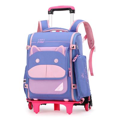 China Waterproof Wheeled Bag Primary School Student School Trolley Backpack Children Backpack With Wheels for sale