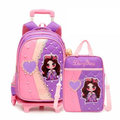 China Wholesale School Bags Kids Children Waterproof School Trolley Bag Hot With Trolley for sale