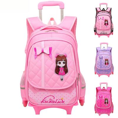 China New design waterproof trolley kids school bag for girls, kids trolley school bag for sale