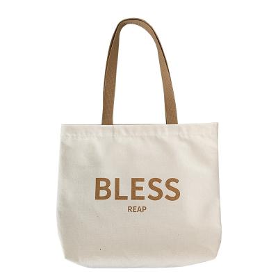 China Eco - Friendly Custom Canavs Cotton Zipper Tote Shoulder Shopping Bags With Logo Printing for sale