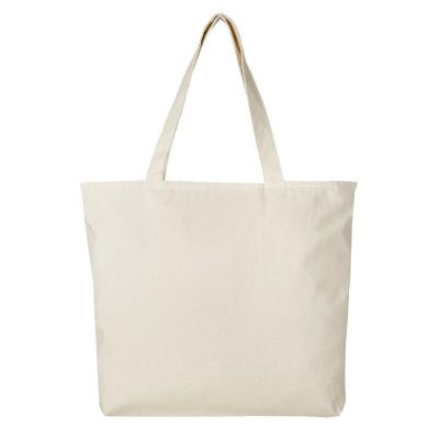 China Eco-friendly Plain Cotton Canvas Bag 100% Plain Cotton Tote Bag With Zipper And Inner Pocket for sale