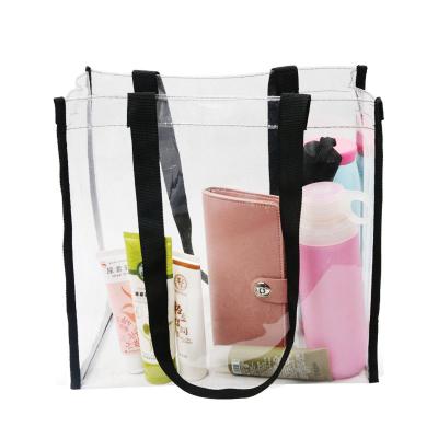 China New Handled Handbag Women PVC Ladies Tote Bag Large Capacity Shoulder Bags Fashion Transparent Beach Shopper Bag for sale