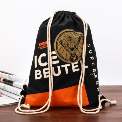 China Custom Drawsting Sublimation Logo Cotton Canvas Drawstring Bag for sale