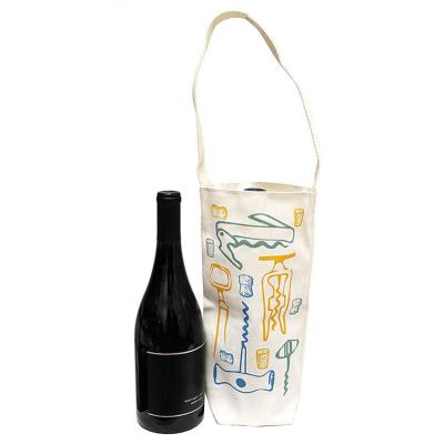 China Eco-friendly Promotional High Quality Custom Reusable Logo Bottle Cotton Canvas Wine Packaging Bag for sale