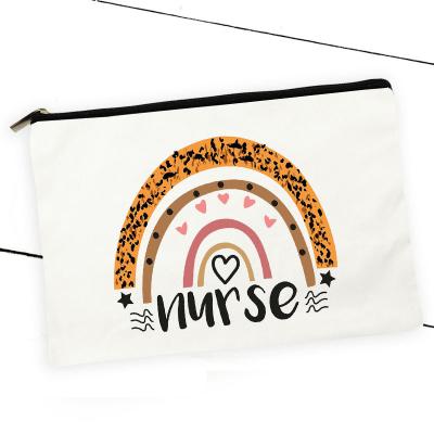 China Fashion Water Resistant With Custom Logo Eco Canvas Makeup Bag Cotton Single Zipper Pouch Cosmetic Bag for sale