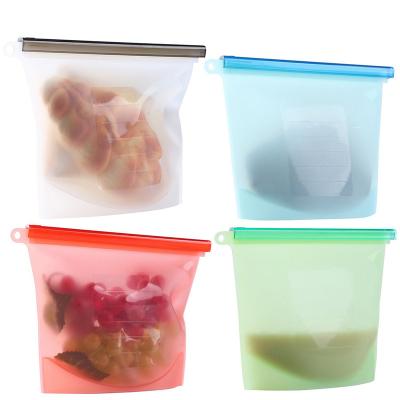 China New Design Viable Printable Reusable Plastic Zipper Free Silicone Foldable Food Storage Bag for sale