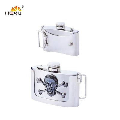 China Eco-friendly 3Oz Sand Casting Stainless Steel Hip Flask Belt Buckle for sale