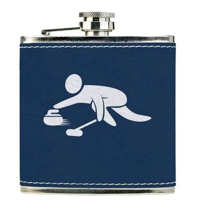 China 6oz Stainless Steel Eco - Friendly Leather Covered Hip Flask Shaped Camping Jug for sale