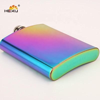 China Modern New Arrival Yongkang Factories 7oz Stainless Steel Rainbow Hip Flask for sale