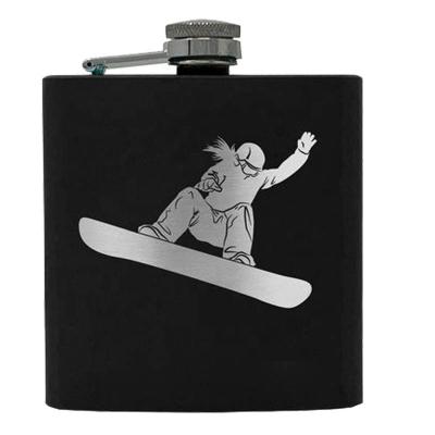 China 6oz Novelty Stainless Steel Alchoho Matt Black Hip Flask With Laser Logo for sale