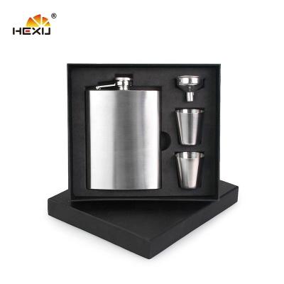 China Travel Agency Metal 7oz Stainless Steel Hip Flask Promotional Gift Set For Lover for sale