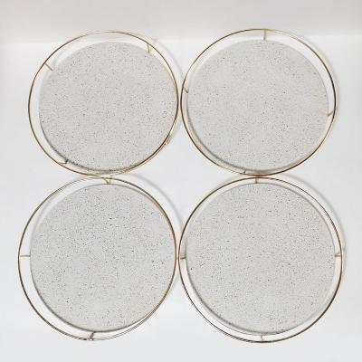 China Viable Round Metal Decorative Mosaic Floor Bathroom Serving Tray New Design Storage Trays for sale