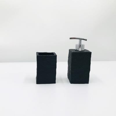 China Sustainable Custom Black Cement Bathroom Houseware Hotel Bath Accessory Gift Set for sale