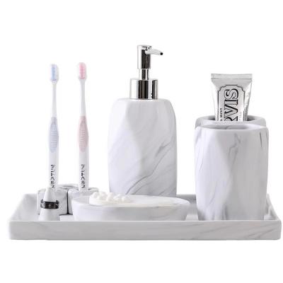 China New Sustainable Eco - Friendly Marble Household / Home Bathroom Accessories Set With Soap Or Lotion for sale