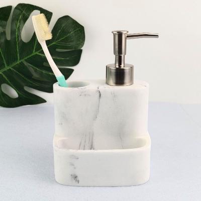 China Sustainable Simple Style Resin Bathroom 1 Piece Set White Marble Accessories For Home Or Hotel for sale