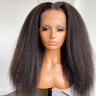 China Yaki Wigs Hair Colored Glue Less Gray Curly Blonde Wholesale Yaki Lace Front Wig for sale