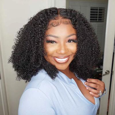 China Curly 13x4 Curly Hair 200% Density Right Hand Tied Afro None Kinky Curly Lace Front Wig for sale