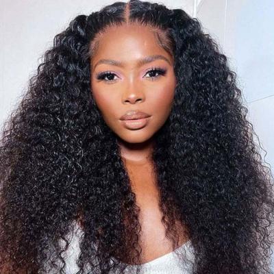 China Jerry Curl Human Hair Brazilian 180% Density 13x6 Hd Transparent Jerry Curl Lace Front Wigs 36 Inch for sale