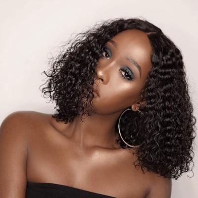 China Lace Front Wigs Dangle Body Wave Short Curly Bob Human Hair Lace Front Wigs Pre Plucked for sale