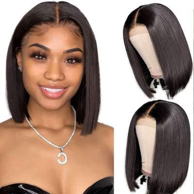 China Lead Lace Front Wigs Ash Blonde Cut 100% Brazilian Bob Human Hair Lace Front Wigs 12 Inches for sale