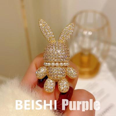 China HOT light the animal zi 332 new full of South Korean luxury high-grade three-dimensional brooch female temperament rabbit drill brooches for sale