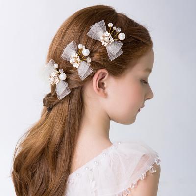 China Children show hairpin children's hair bridesmaid dresses deserve to act the role of the princess pearl pin interpretation clip headdress imperial hairpin him for sale