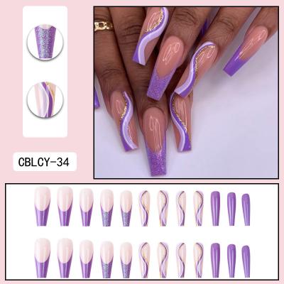 China French purple glitter Europe and the United States to wear the French line the aurora of nail geometry shine color border wholesale nail n for sale