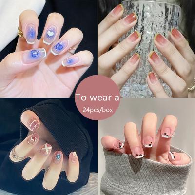 China HOT French the latest web celebrity candy is a kind of beautiful cartoon style cheaper, more nail can stick detachable nail 24 PCS/b of nails for sale