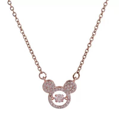 China Main Fashion Mickey Style Accessories Jewelry Cute 18K Gold Plated Mickey Rose Pendant Necklace for sale