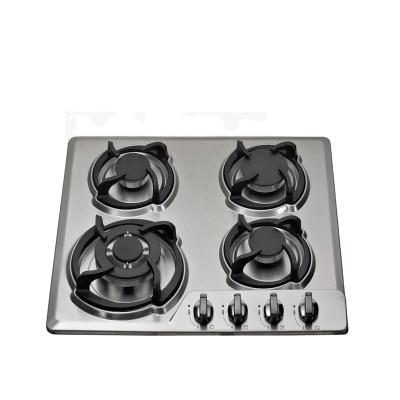 China Household stainless steel knob control kitchen gas stove built in 4 burners gas cooktops for sale