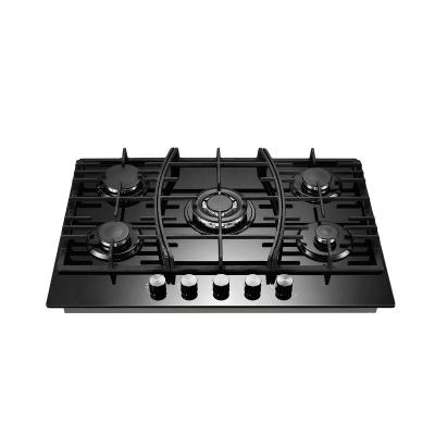 China Household Factory Chinese Mood Glass 5 Burners Kitchen Gas Stove Built In Gas Hob Cooktops for sale