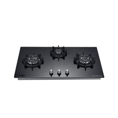 China Household wholesale 3 burners gas hob cooktops built in mood kitchen glass hob for sale