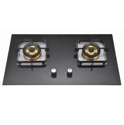 China Household Large Firepower Flame Tempered Glass 2 Burner Cooking Gas Stove for sale