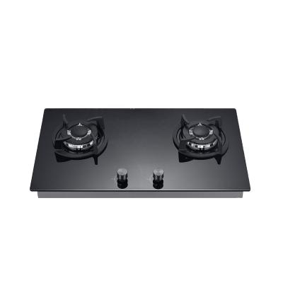 China Household temper kitchen gas hob glass cooktops built in 2 burners cooking gas stoves for sale