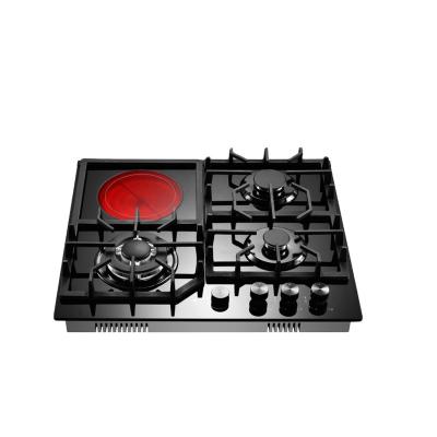 China Commercial Glass Hob 4 Burners Built-in Temper Household Gas And Electric Stove for sale