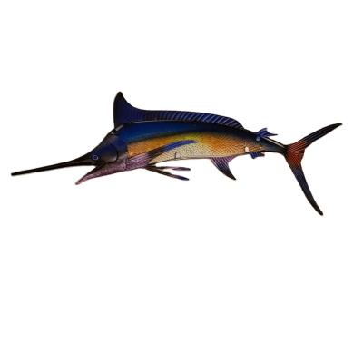 China USA Metal Swordfish Wall Decor 34inch Handcrafted Glass Wall Hanging Art Fish Sculpture For Home, Pool Or Bathroom for sale