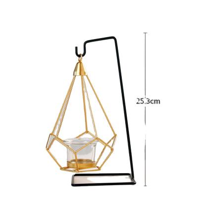 China Hanging Table Decor Candle Holder Iron Art Gold Candlestick Household Wedding Props, Decorative Metal Candle Holder Ornaments for sale