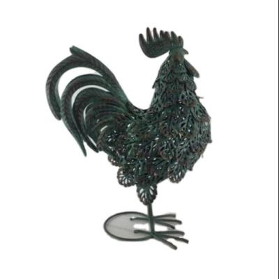 China 2022 Europe garden sculpture craft metal rust color rooster statue garden rust rooster decorative figurine for sale