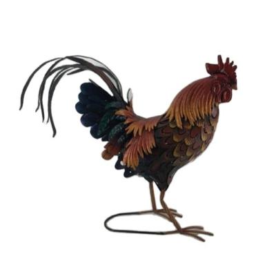 China Europe Garden Sculpture Craft Metal Garden DecorativeCock Statue Garden Rooster Figurine for sale