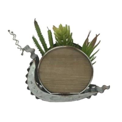 China Custom Europe Market Metal Flowerpot Snail Iron Pot Garden Flower Pot for sale