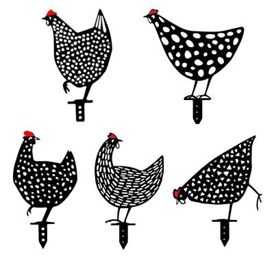 China Europe factory chicken yard art iron art simulation chicken metal yard decorative card inserting black chicken wholesale for sale