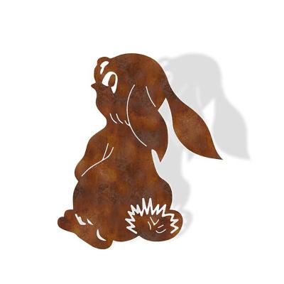 China Factory Sale Europe Easter Whole Rusty Bunny Garden Easter Bunny Outdoor Decorative Stake for sale