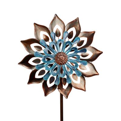 China Europe Factory Vintage Iron Outdoor Windmill Modern Yard Garden Lawn Landing Creative Wind Spinner Handwork Ornaments for sale