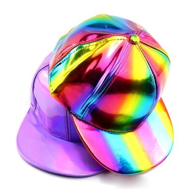 China Fashion 6 Panel PU Hip Hop Hip Hop Tik Tok Cap Men Waterproof Leather Cool Casual Hat Adjustable Fluorescent Hats for sale