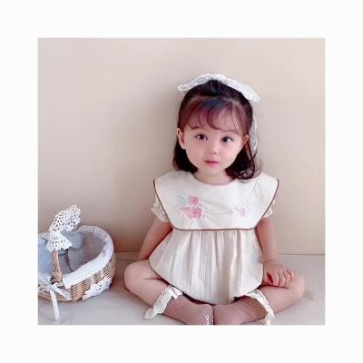 China Female Korean Summer Style Thin Neonatal Western Onesie Clothes Embroidered Baby Growing Suit Baby Fashion Clothes for sale