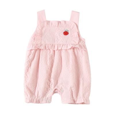 China 2022 New Cotton 100% Baby Overalls Sling Decorative Strawberry Print Climbing Clothes Package Fart Cotton Romper for sale