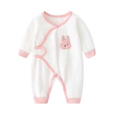 China Anti-pilling OEM ODM Footie Boy Girl 100% Cotton Waffle Overalls Custom Newborn Infant Ribbed Baby Clothes for sale