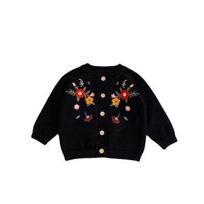 China 2022 spring anti-pilling baby knitted to wear toddler Korean clothes flower embroidered baby sweater cardigan for sale