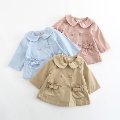 China New Arrival Ditch Coat Baby Cross Dress Children's Clothing Girls Tops Breathable Korean Style Solid Color Coat Baby for sale