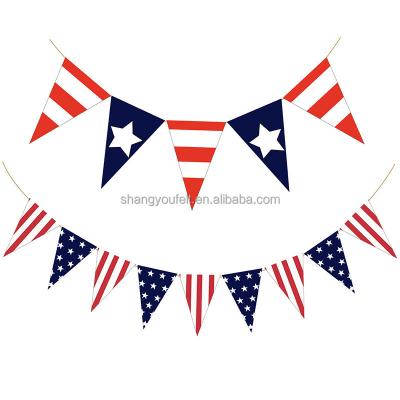 China Durable Wholesale Pennant Flags Happy American Independence Day Party Banner Decoration for sale